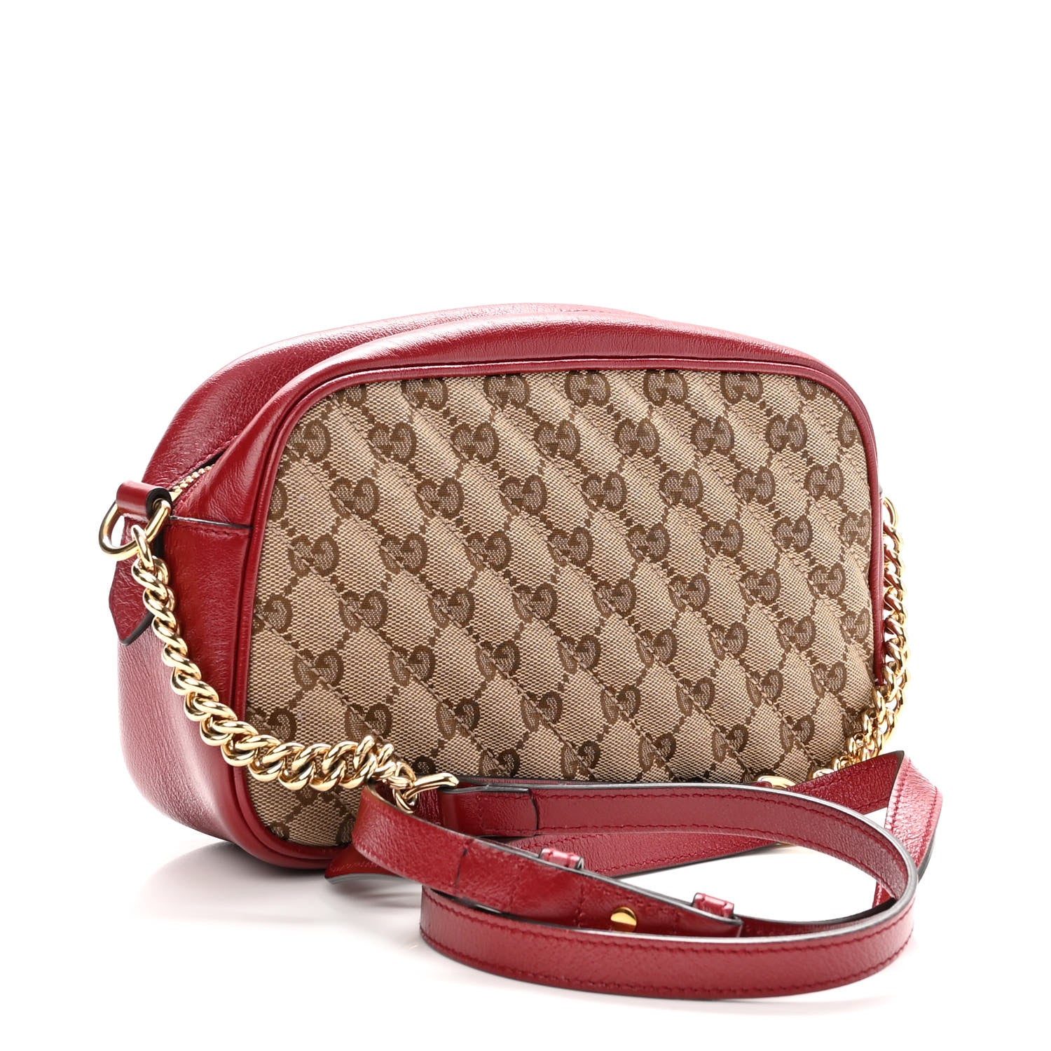 Gucci Monogram Azalea Calfskin Matelasse Diagonal Small GG Marmont Chain Shoulder Bag Beige Ebony New Cherry Red 3 of 11