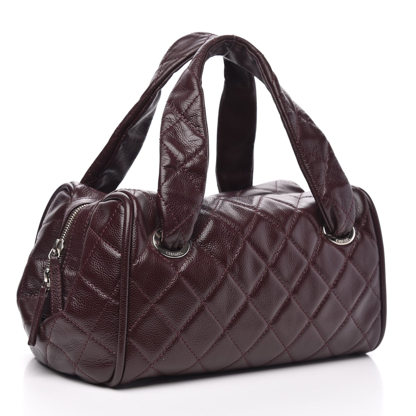 Caviar Quilted CC Timeless Bowler Burgundy