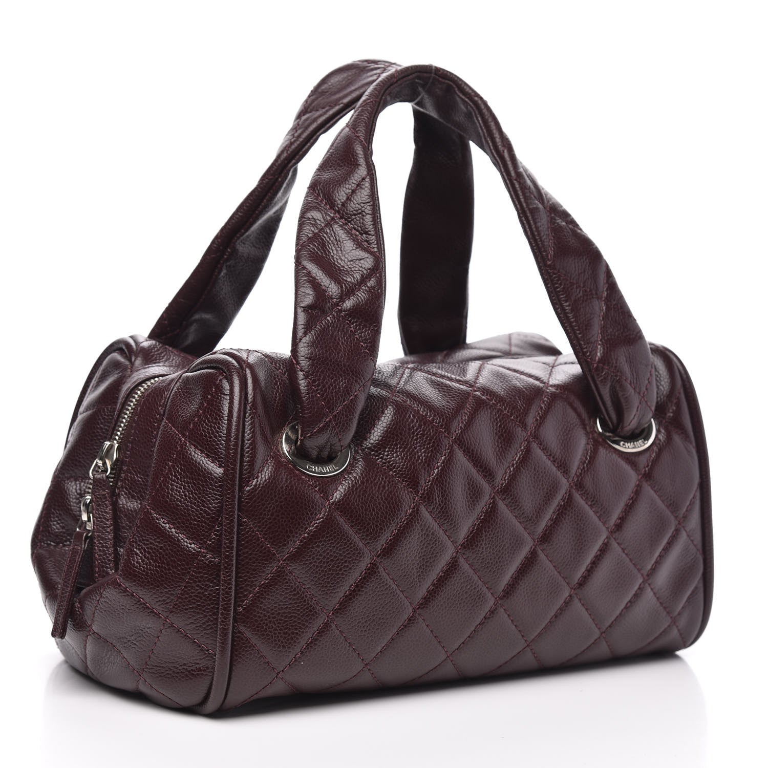 Chanel Caviar Quilted CC Timeless Bowler Burgundy 3 of 12