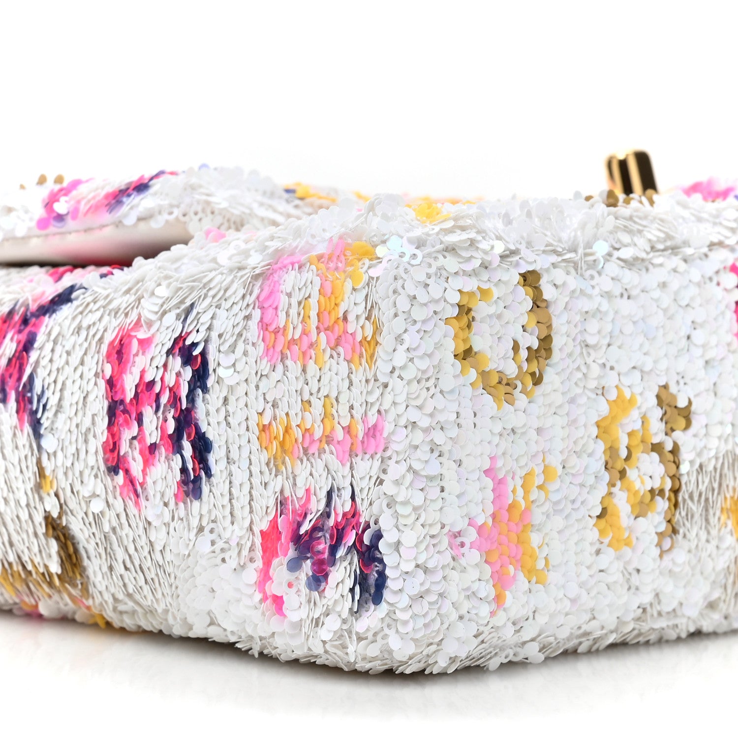 Chanel Sequin Logo CC Small Single Flap White Multicolor 9 of 9