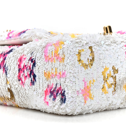 Chanel Sequin Logo CC Small Single Flap White Multicolor 9 of 9