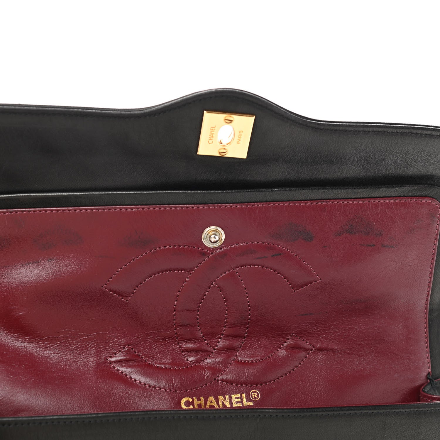 Chanel Lambskin Quilted Medium Double Flap Bag Black 9 of 14