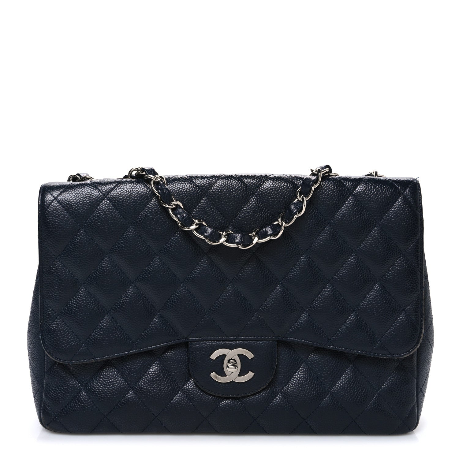 Chanel Caviar Quilted Jumbo Single Flap Navy 1 of 12