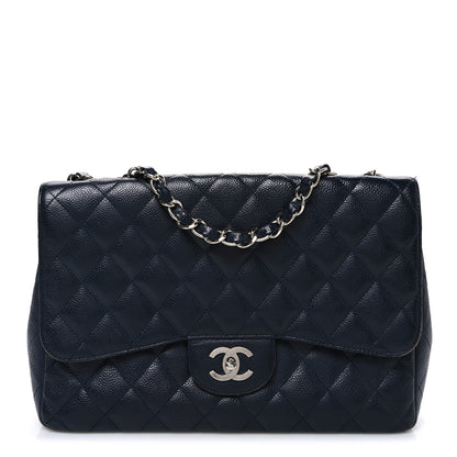 Chanel Caviar Quilted Jumbo Single Flap Navy 1 of 12