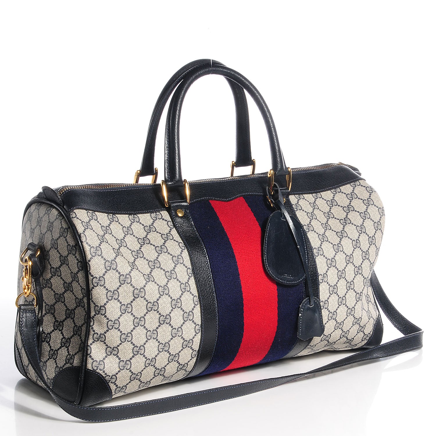 Gucci Monogram Vintage Web Duffle Bag Navy 3 of 8