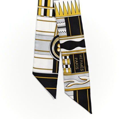 Hermes Silk Voltes Et Pirouettes Twilly Black Or White 2 of 4