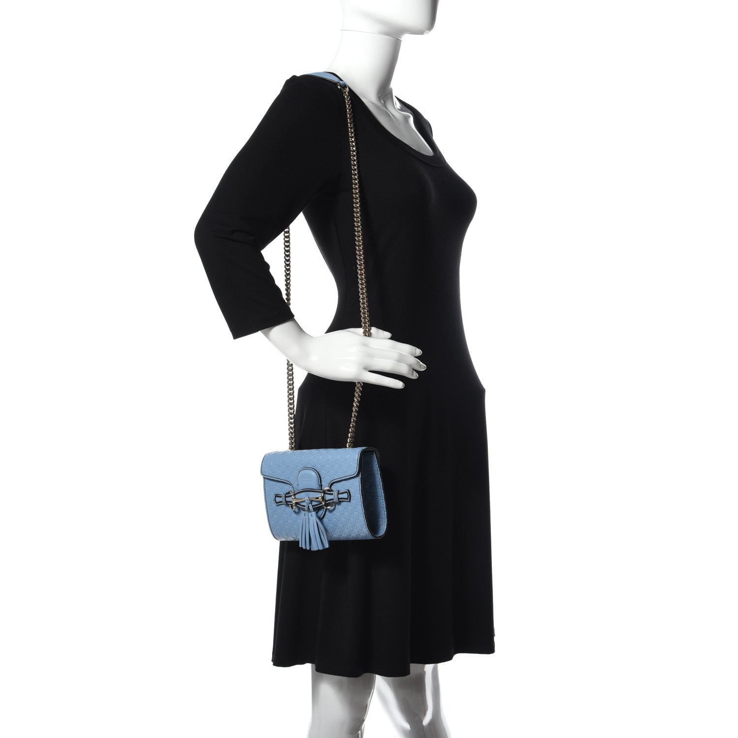 Gucci Soft Microguccissima Mini Emily Chain Shoulder Bag Mineral Blue 2 of 9