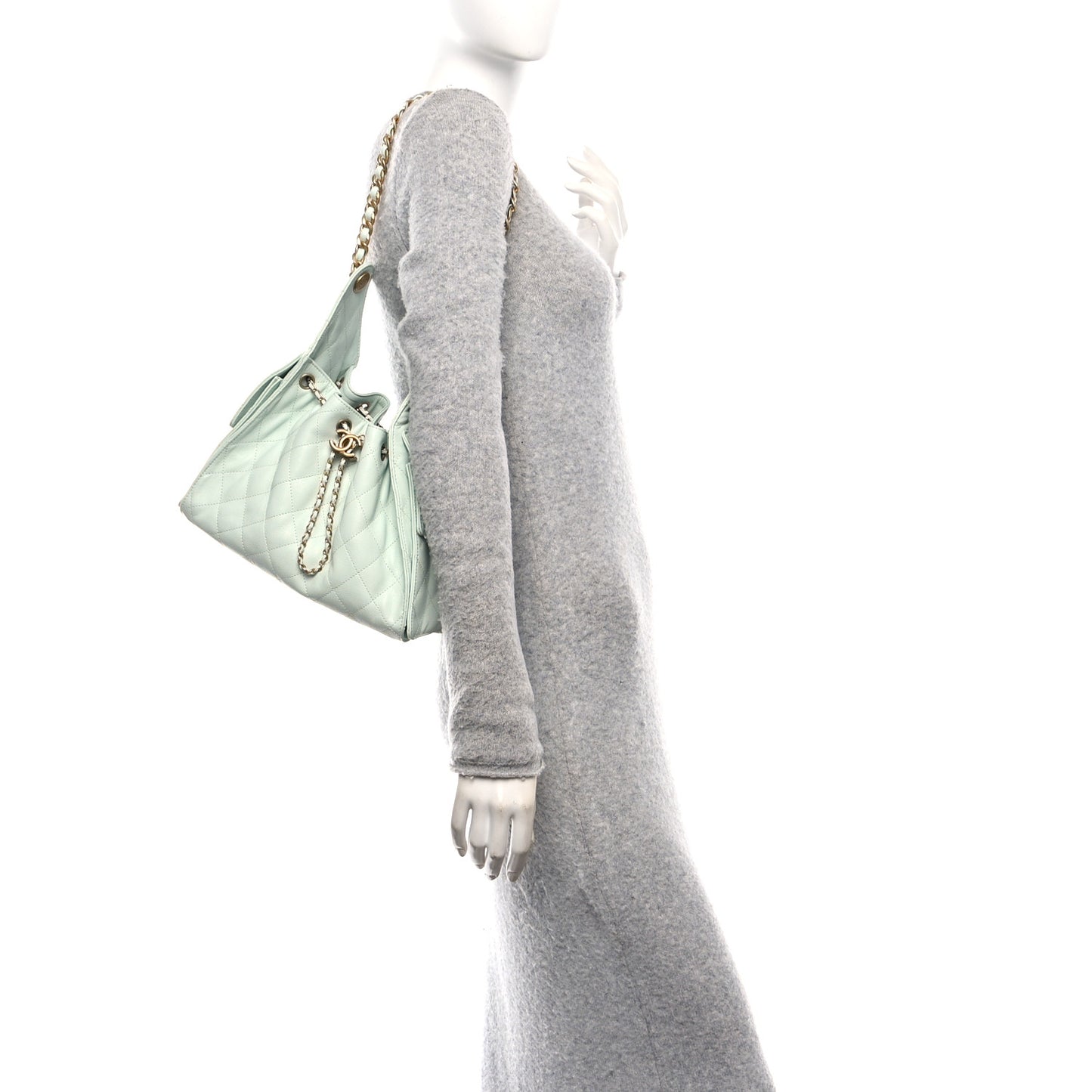 Caviar Quilted Small Chanel 25 Handbag Light Green