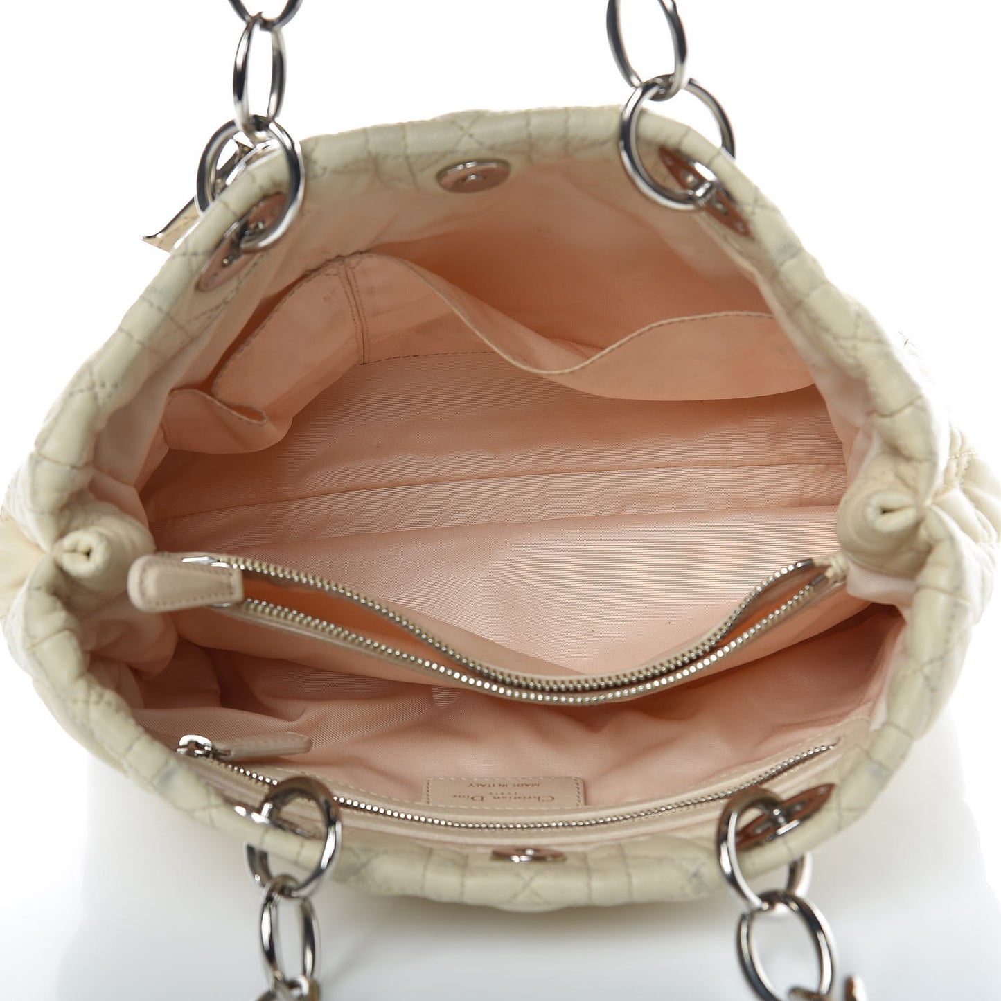 Lambskin Cannage Small Dior Soft Shopping Tote Off White