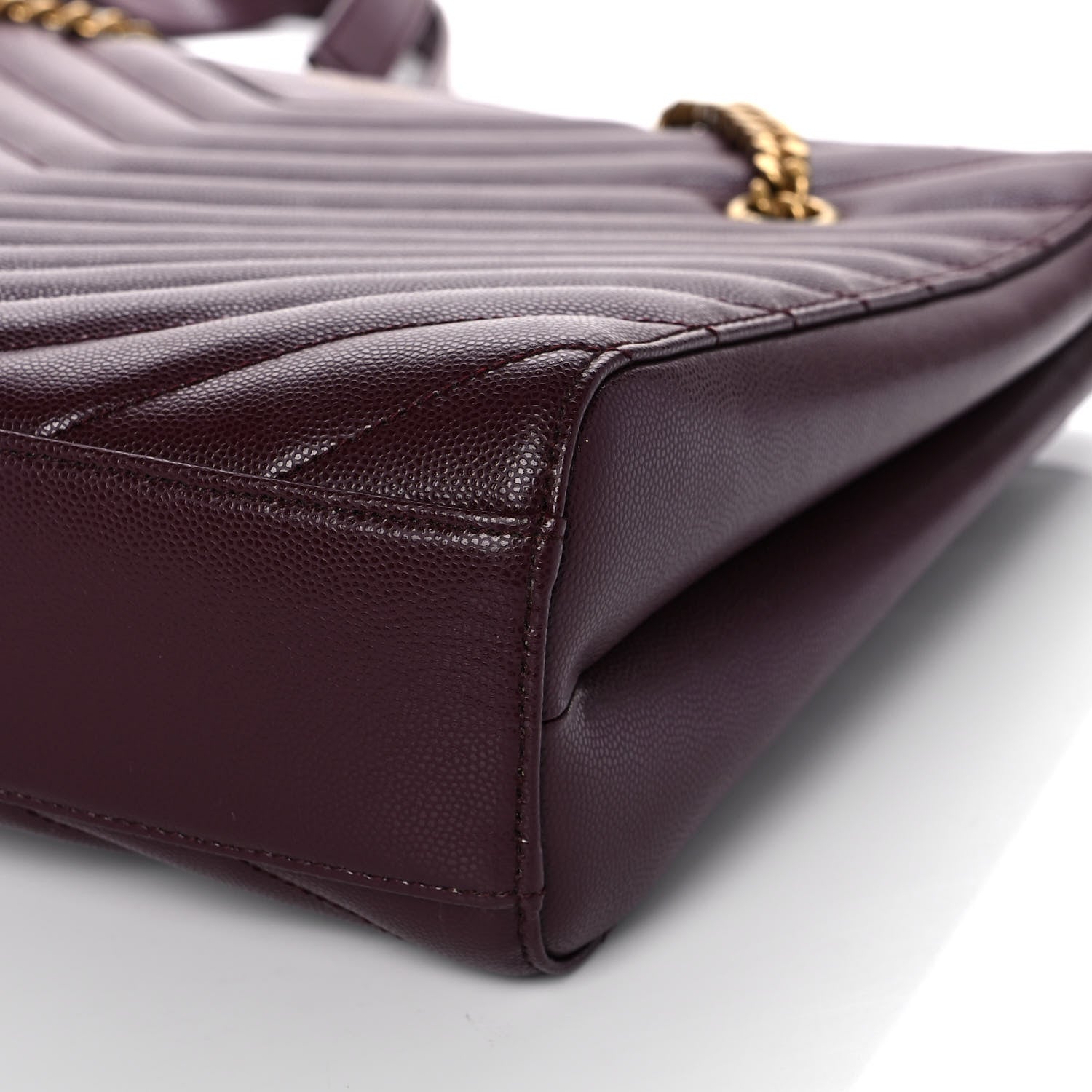 Saint Laurent Grain de Poudre Matelasse Chevron Medium Tribeca Shopping Bag Rouge Legion 9 of 9