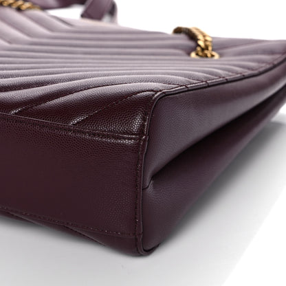 Saint Laurent Grain de Poudre Matelasse Chevron Medium Tribeca Shopping Bag Rouge Legion 9 of 9