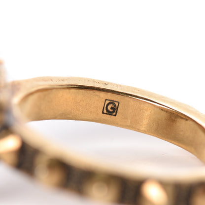 Gucci Metal Feline Head Ring 62 10 Aged Gold 6 of 7