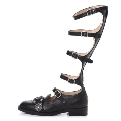 Gucci Calfskin Queercore Brogue Knee High Boots 38 Black 1 of 6