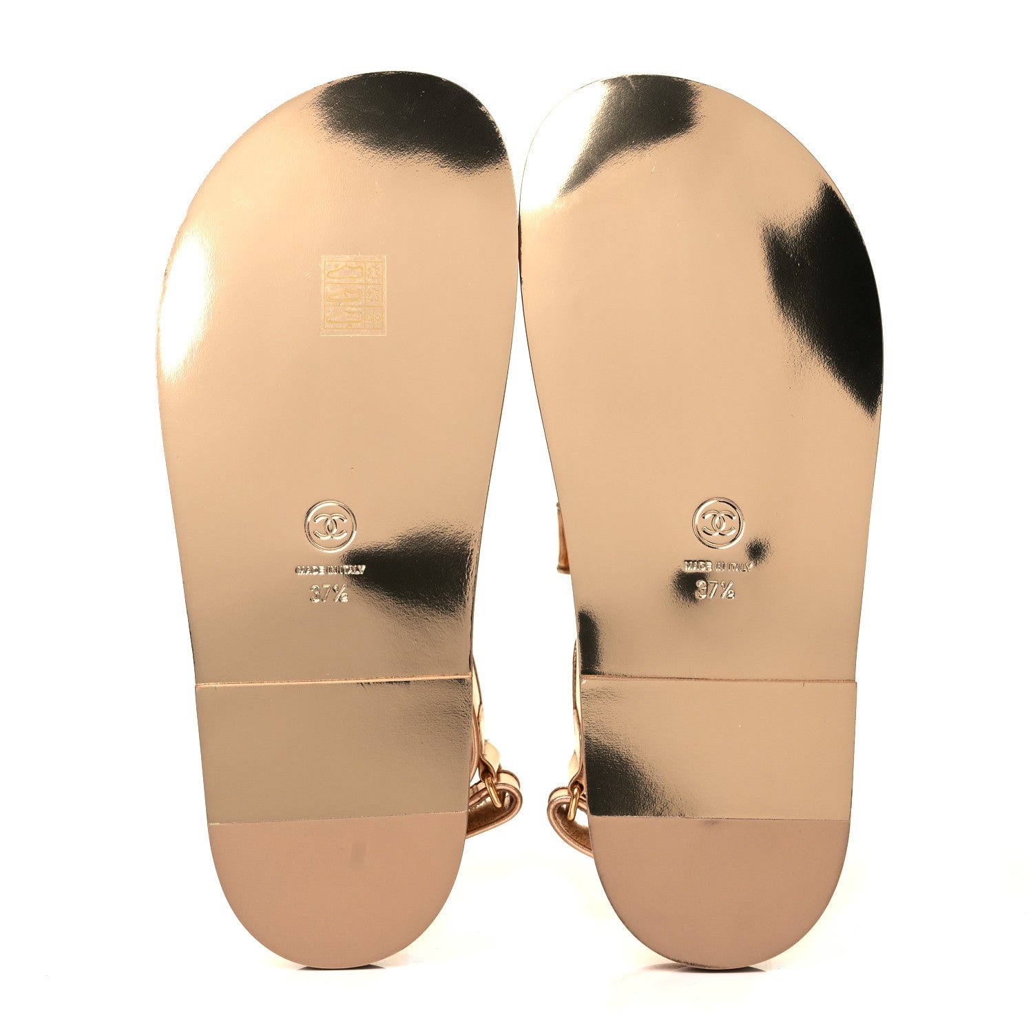 Chanel Metallic Laminated Calfskin Velcro Dad Sandals 37.5 Golden 5 of 9