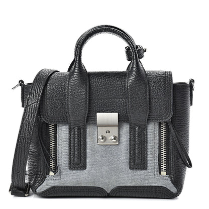 3.1 Phillip Lim 3.1 Textured Calfskin Denim Mini Pashli Satchel Black 1 of 11