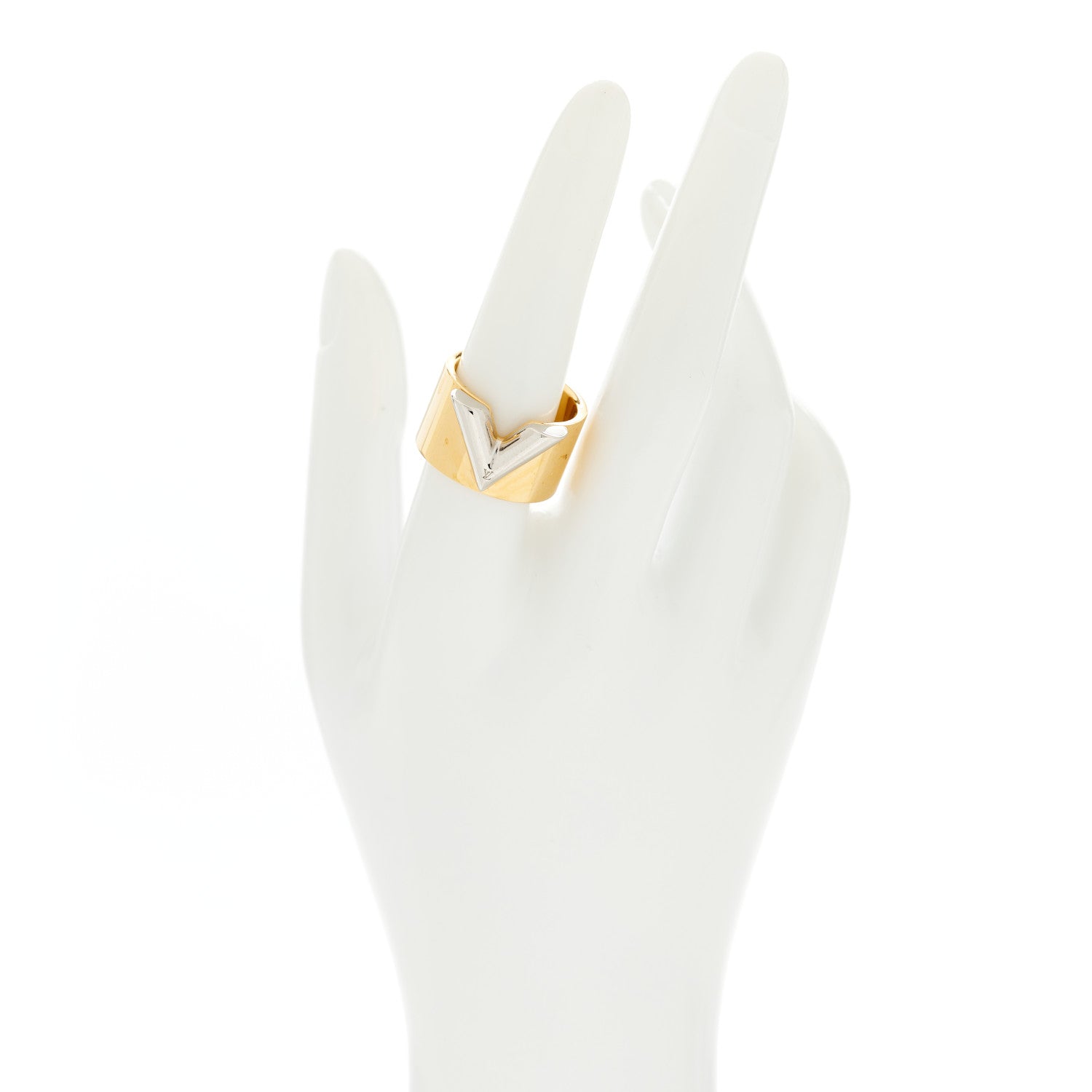 Louis Vuitton Brass Essential V Ring L Gold Silver 2 of 5