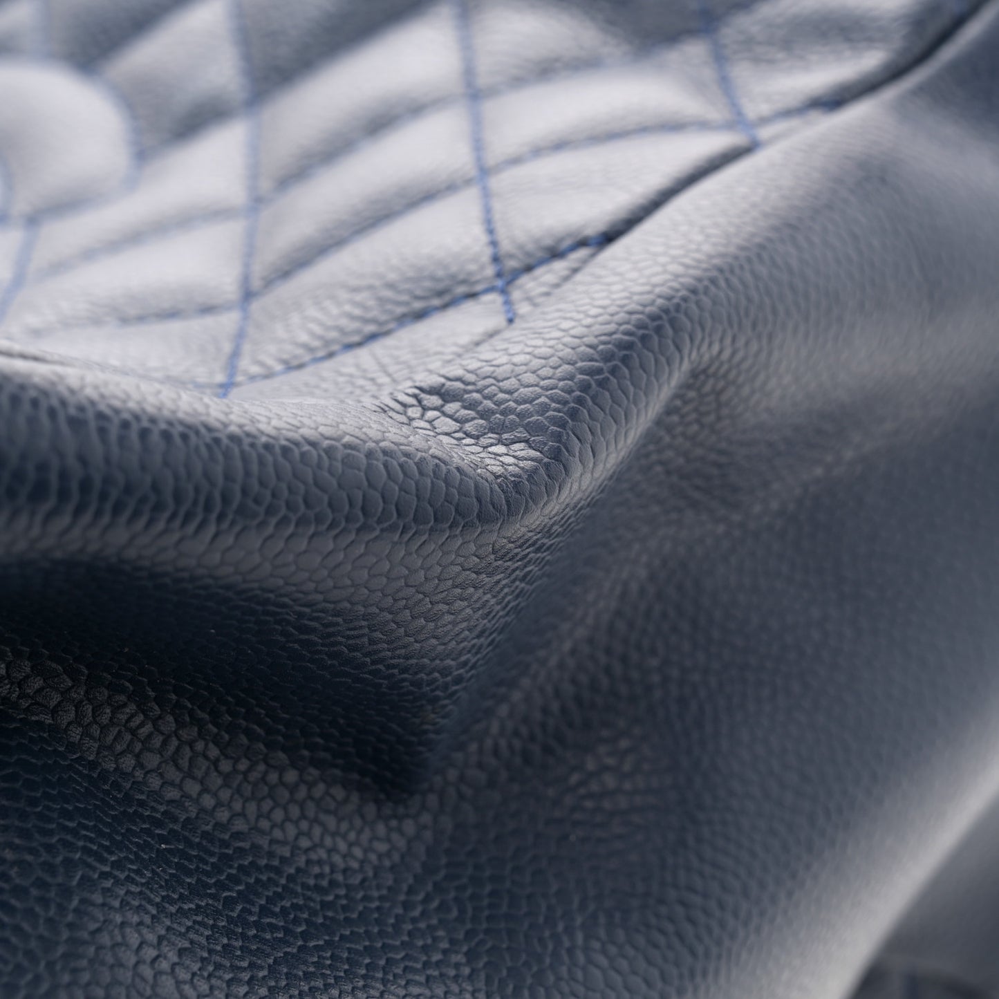 Caviar Quilted Grand Shopping Tote GST Dark Navy Blue