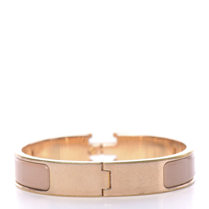 Hermes Enamel Narrow Clic Clac H Bracelet PM Beige Nacre 3 of 5