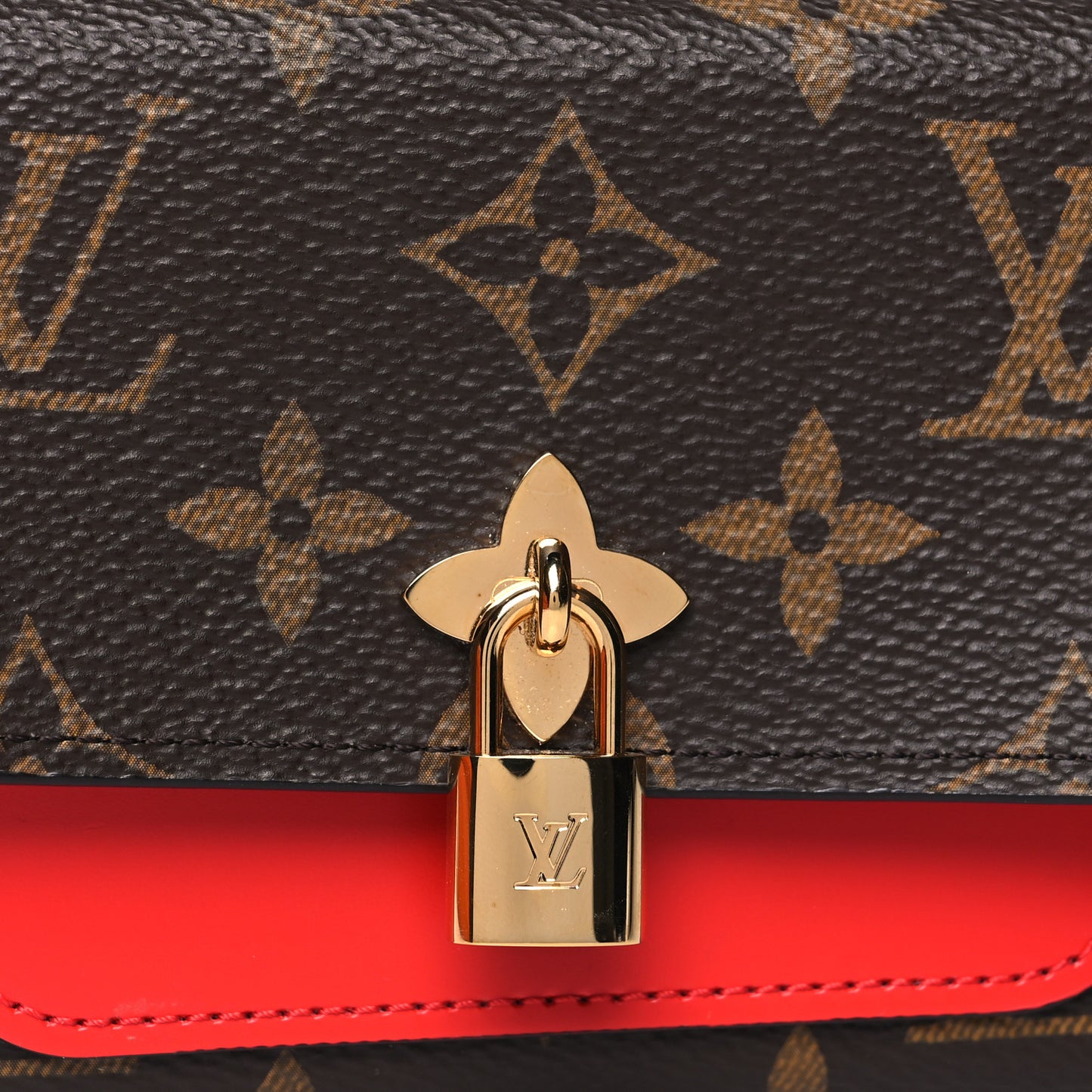 Monogram Flower Lock Compact Wallet Coquelicot