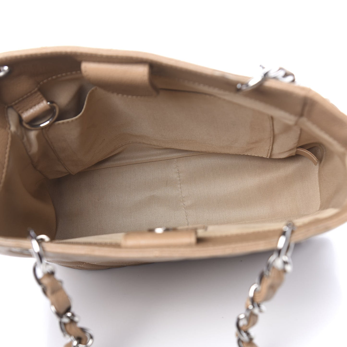 Caviar Quilted Petit Shopping Tote PST Dark Beige