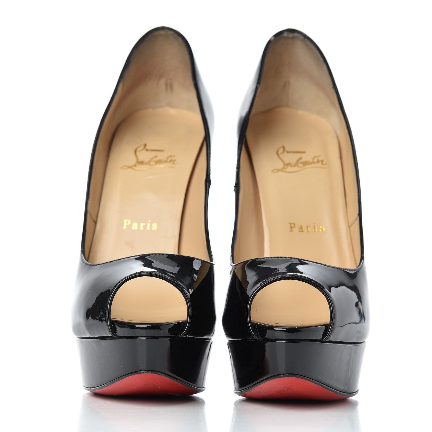 Christian Louboutin Patent Lady Peep 150 Pumps 39.5 Black 2 of 20