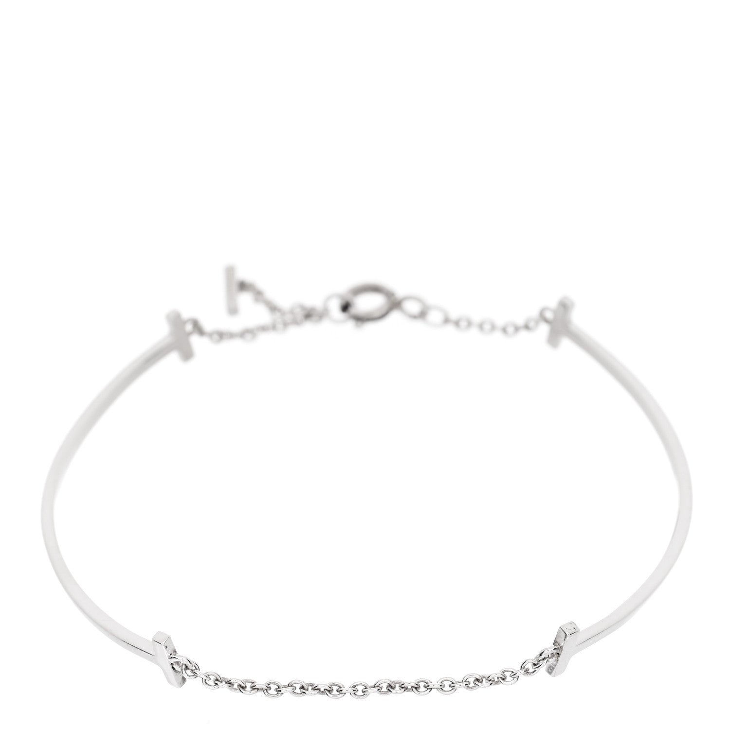 Tiffany Sterling Silver Double T Smile Bracelet 1 of 4