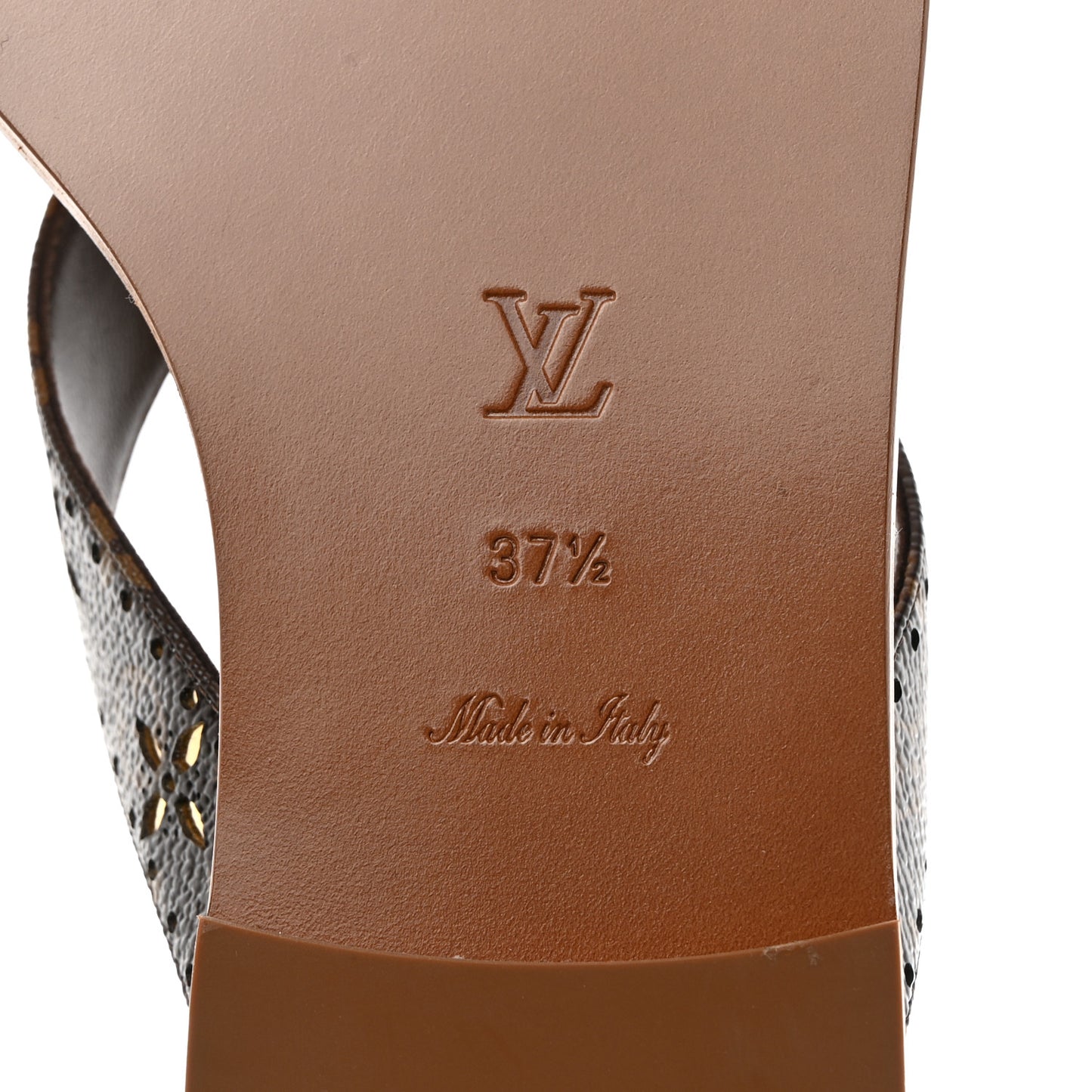 Monogram Sunny Flat Thong Sandals 37.5 Brown