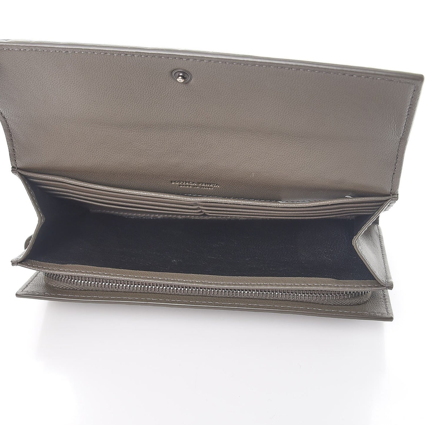Nappa Intrecciato Continental Flap Wallet Light Grey