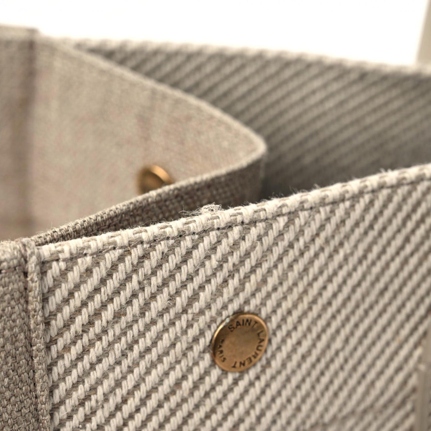 Linen Calfskin Small Rive Gauche Tote Beige Sea Salt