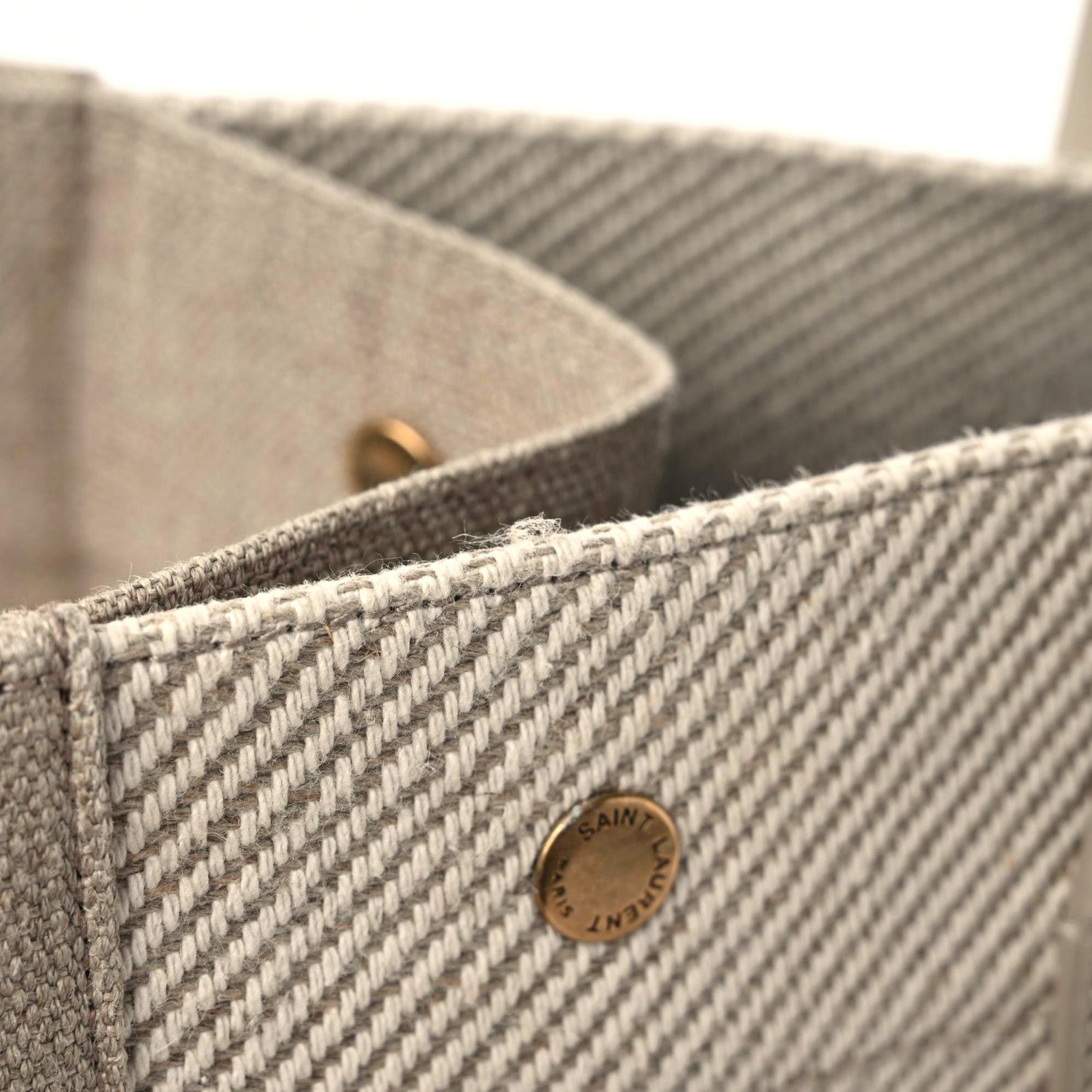 Saint Laurent Linen Calfskin Small Rive Gauche Tote Beige Sea Salt 10 of 17