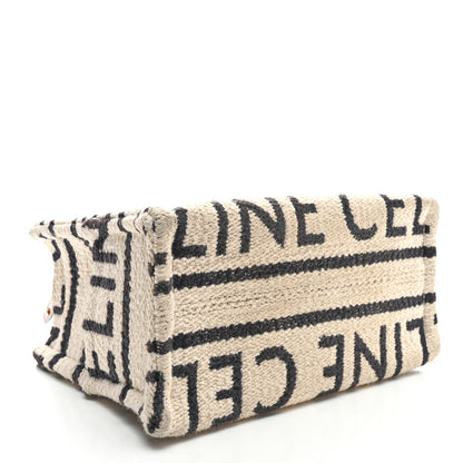 Celine Canvas Small All Over Cabas Thais White Black 4 of 10