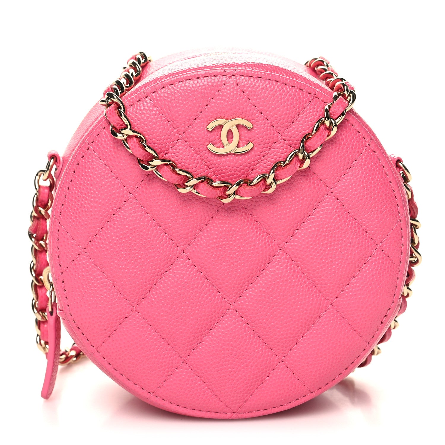 Chanel Caviar Quilted Round Clutch With Chain Pink 1 of 10