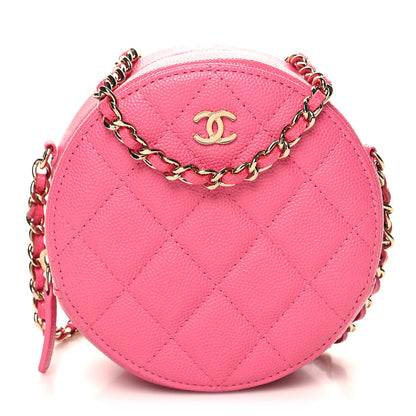 Chanel Caviar Quilted Round Clutch With Chain Pink 1 of 10