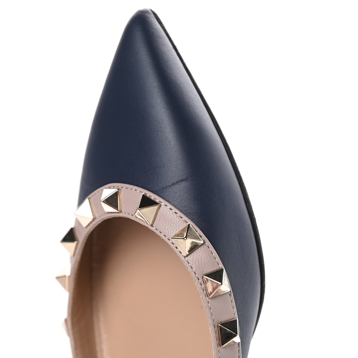 Nappa Rockstud Ballerina Flats 35 Marine Poudre