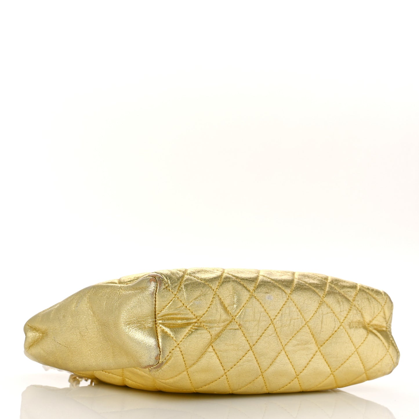 Metallic Lambskin Crystal Quilted Shoulder Bag Gold