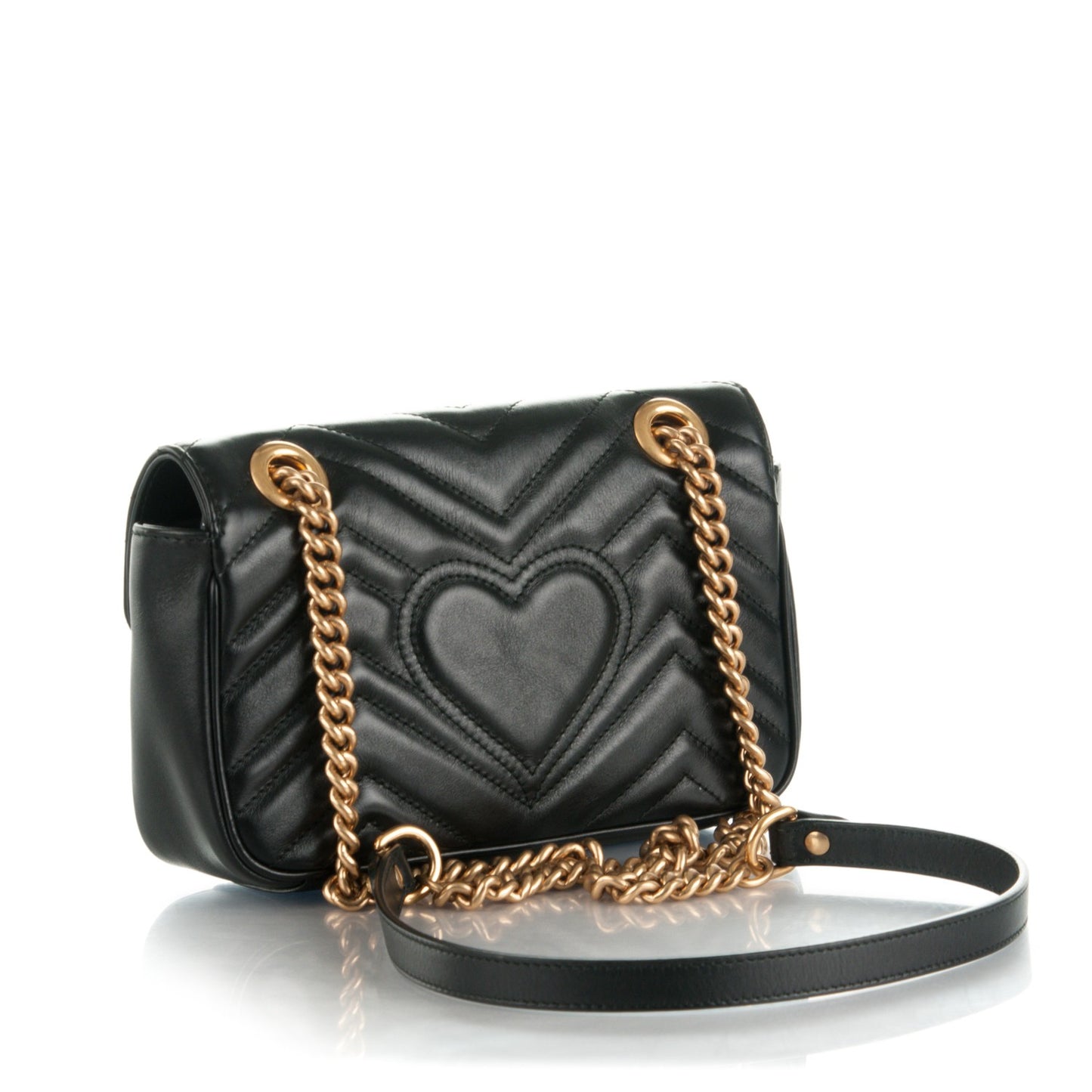 Calfskin Matelasse Mini GG Marmont Shoulder Bag Black