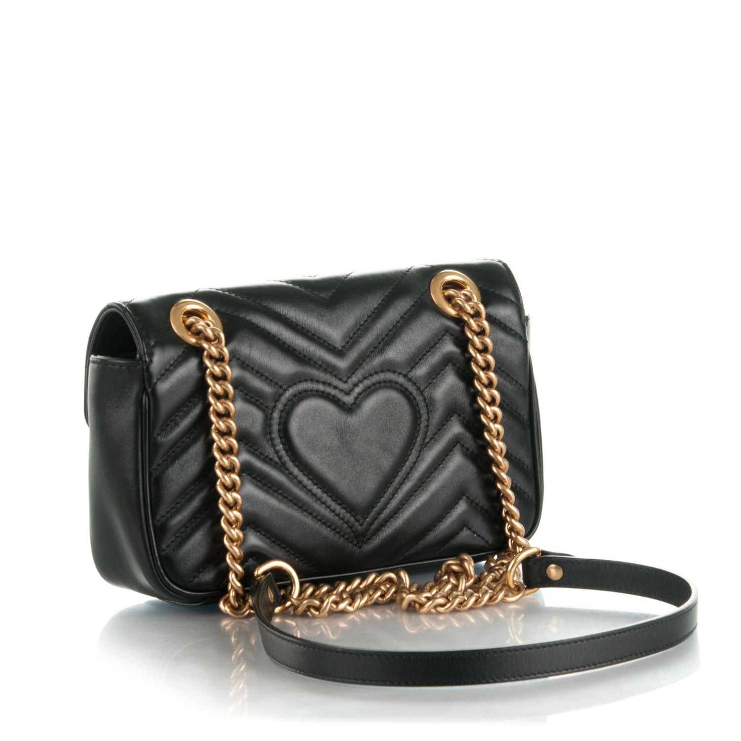 Gucci Calfskin Matelasse Mini GG Marmont Shoulder Bag Black 4 of 8
