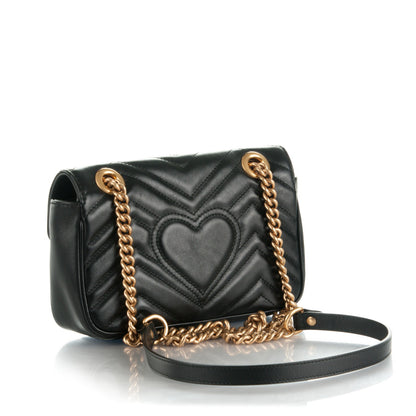 Gucci Calfskin Matelasse Mini GG Marmont Shoulder Bag Black 4 of 8