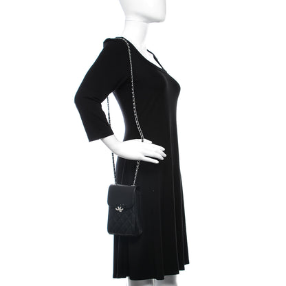 Chanel Grained Calfskin Quilted CC Box Clutch With Chain Black 2 of 9