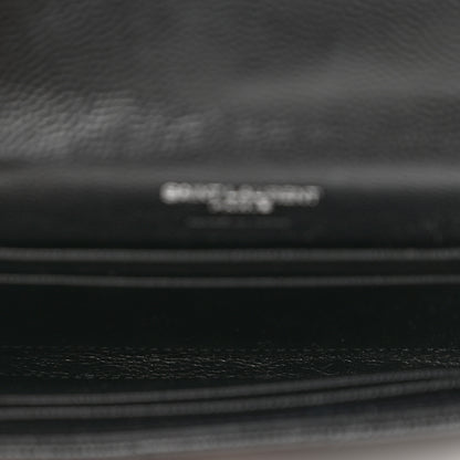 Saint Laurent Grain De Poudre Matelasse Chevron Small Monogram Envelope Wallet Black 5 of 6