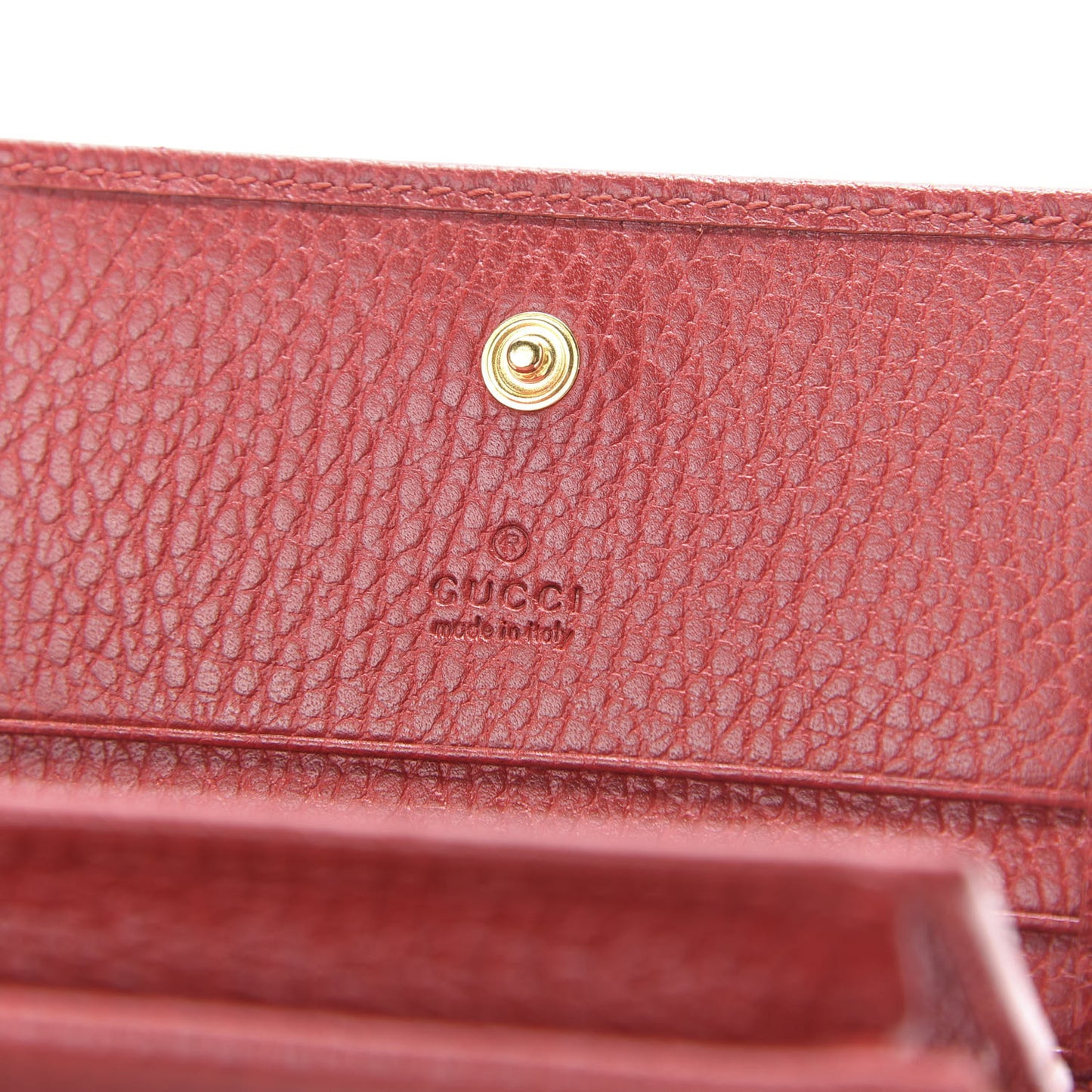 Pebbled Calfskin GG Marmont Card Case Hibiscus Red