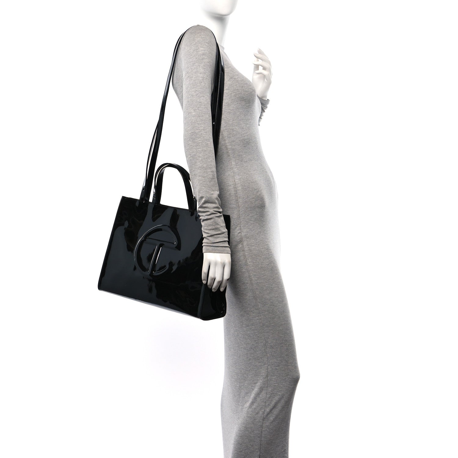 Telfar Patent Vegan Leather Medium Shopping Bag Black 2 of 10