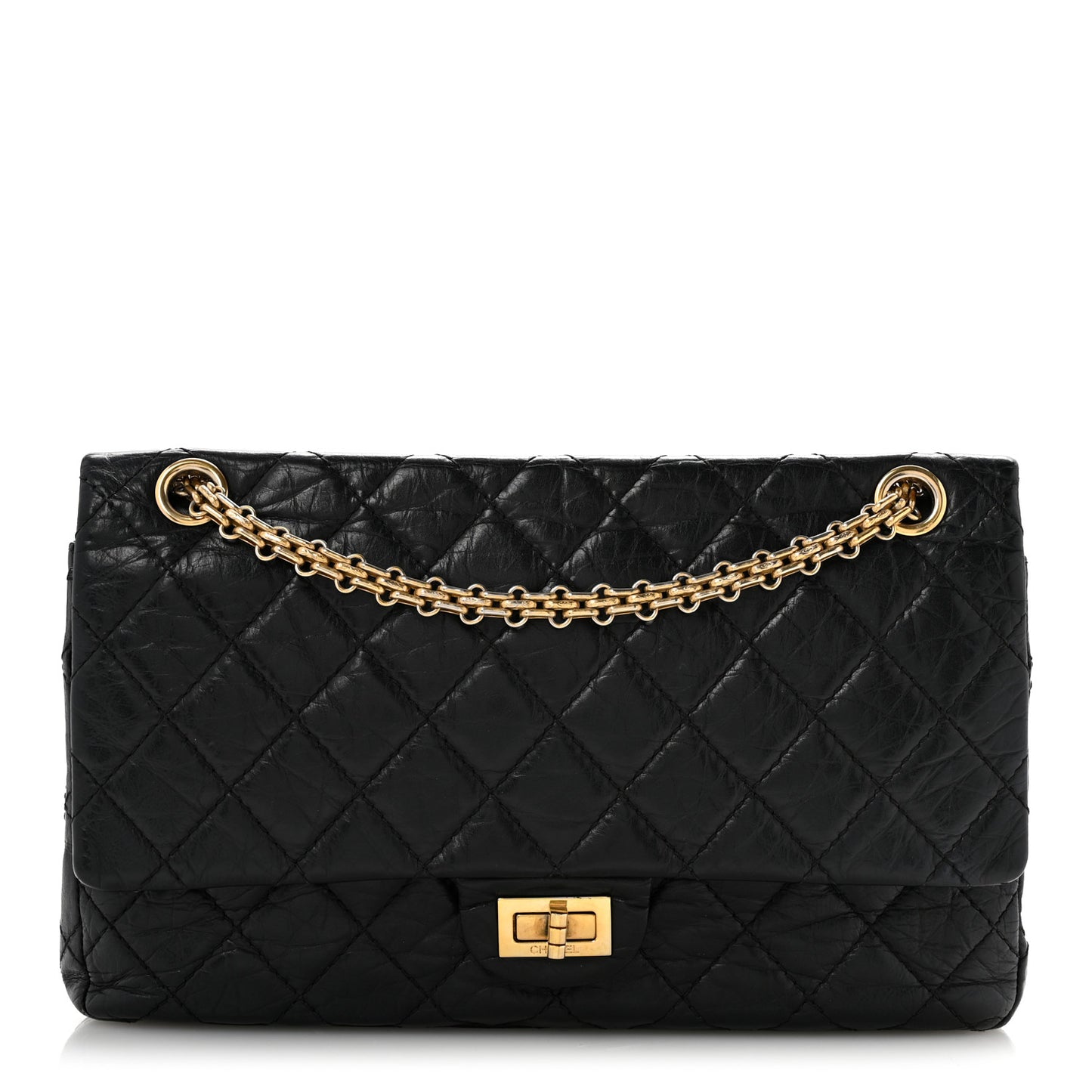 Aged Calfskin Quilted 2.55 Reissue 226 Flap Black