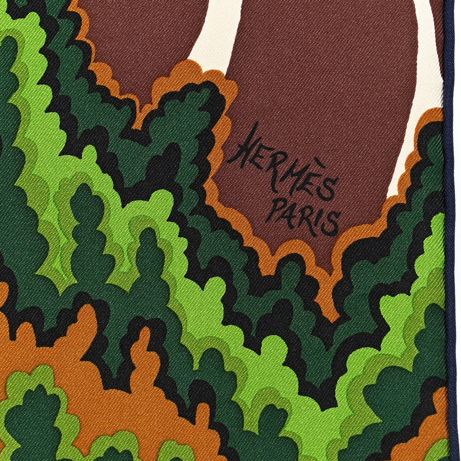 Hermes Silk The Three Graces Scarf 90 Bleu Vif Marron Vert 2 of 6