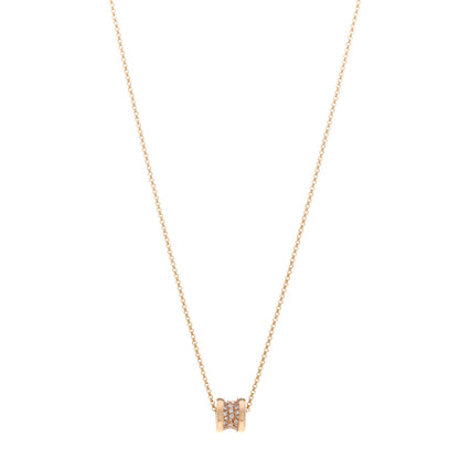 Bulgari 18K Rose Gold Diamond Small B.Zero1 Pave Pendant Necklace 1 of 5