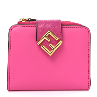Fendi Vitello King Cruise FF Diamonds Compact Wallet Geranio Ciclamino Pilar 1 of 8