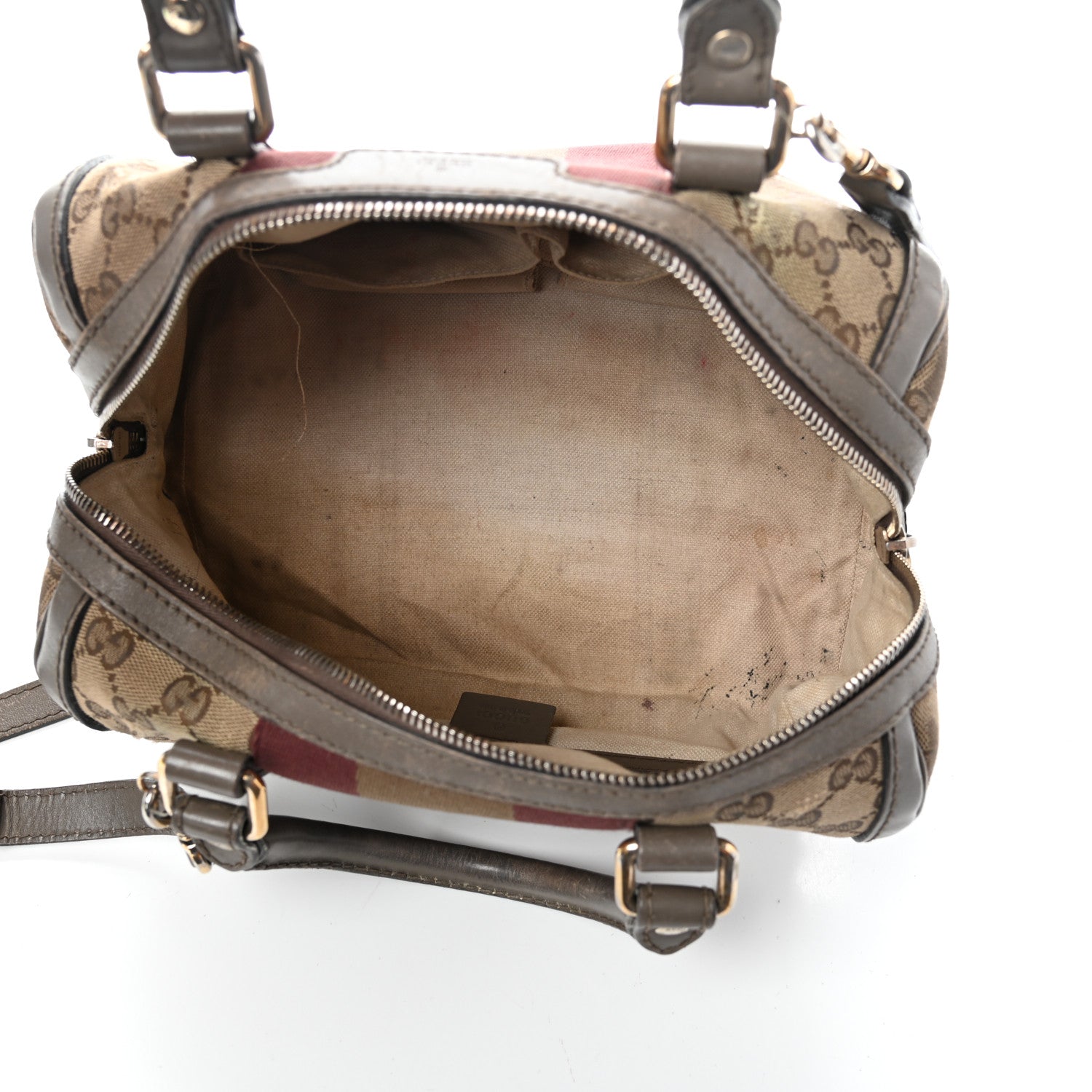 Gucci Monogram Vintage Web Small Boston Beige 5 of 10