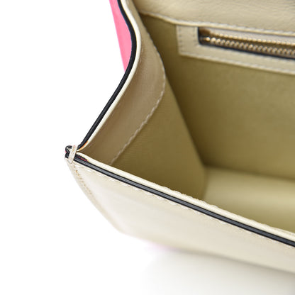 Valentino Garavani Vitello Medium Glam Lock Rockstud Flap Fuxia Fluo Light Ivory 9 of 10