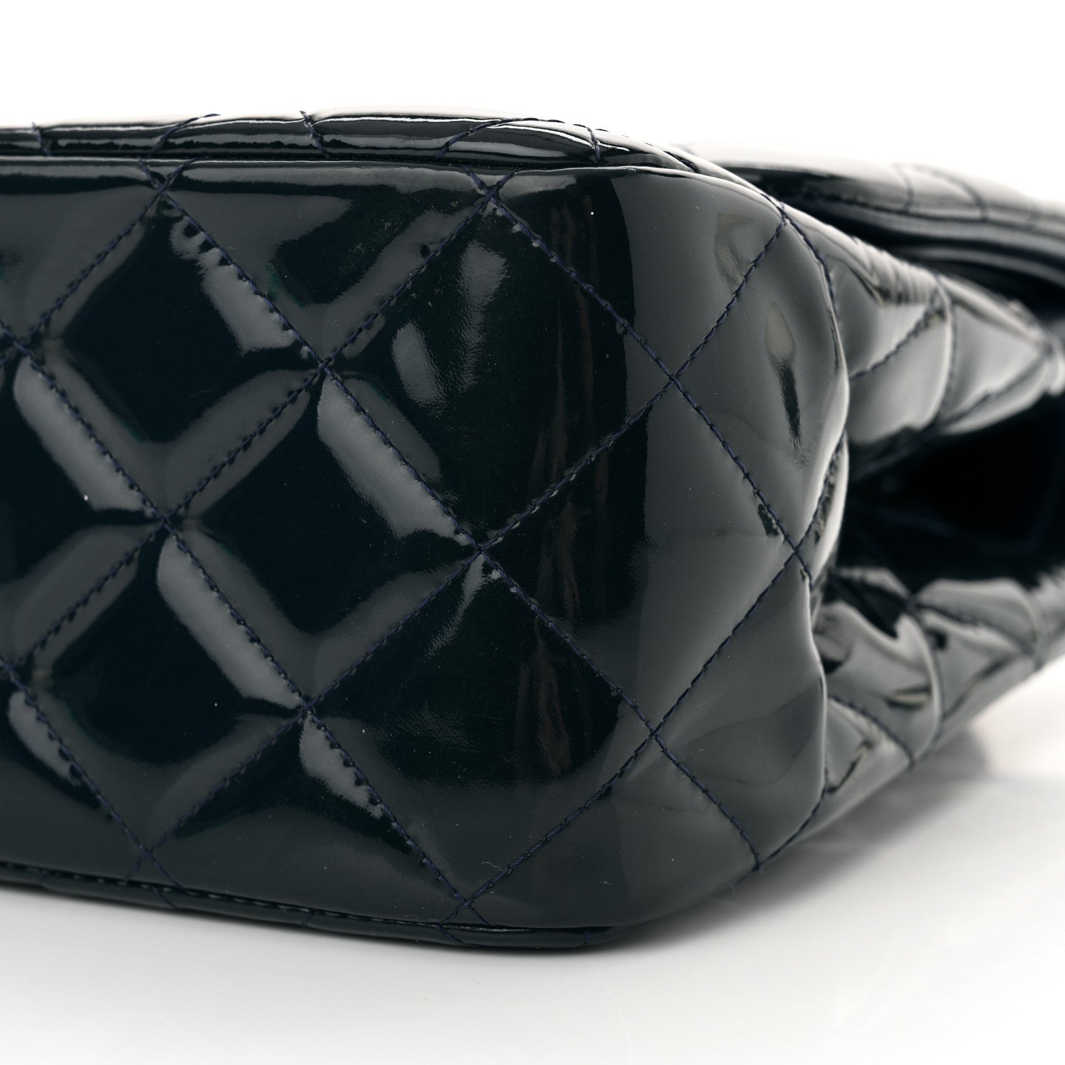 Chanel Patent Quilted Jumbo Double Flap Navy Blue 10 of 13