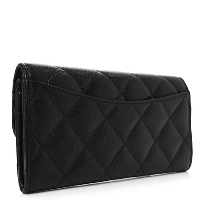 Chanel Caviar Quilted Medium Gusset Flap Wallet Black 3 of 8